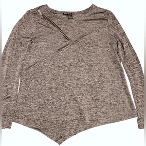 DKNY Jeans Women's XL Long Sleeve Tunic Top with Decorative Zipper